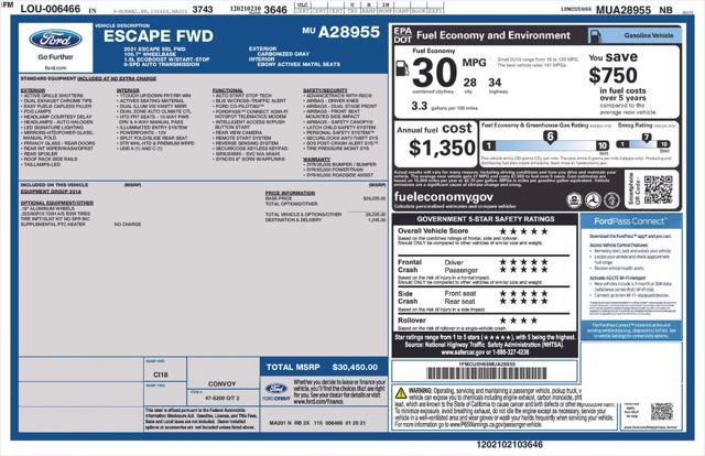 used 2021 Ford Escape car, priced at $23,304