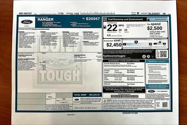 new 2024 Ford Ranger car, priced at $49,825