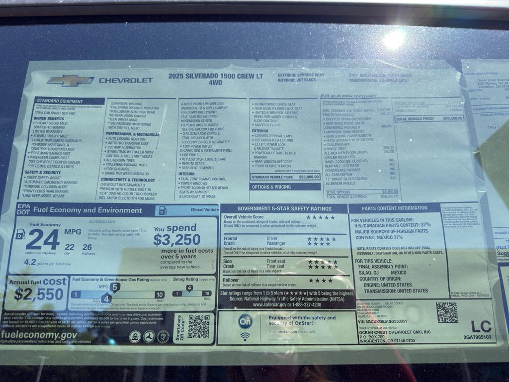 new 2025 Chevrolet Silverado 1500 car, priced at $59,260