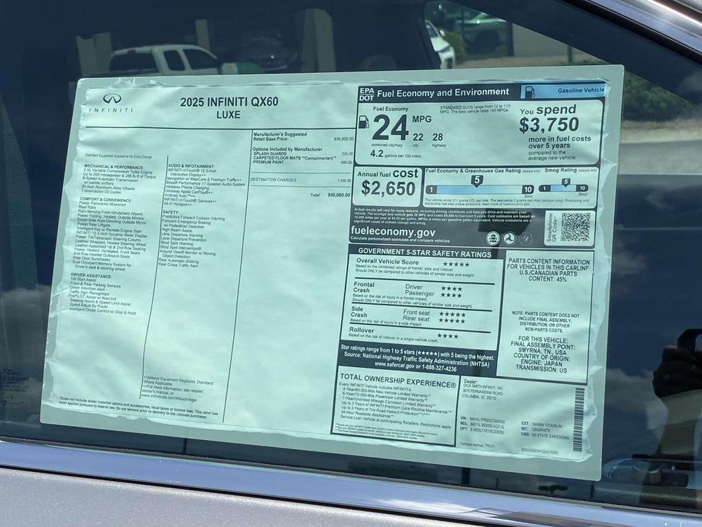 new 2025 INFINITI QX60 car, priced at $59,080