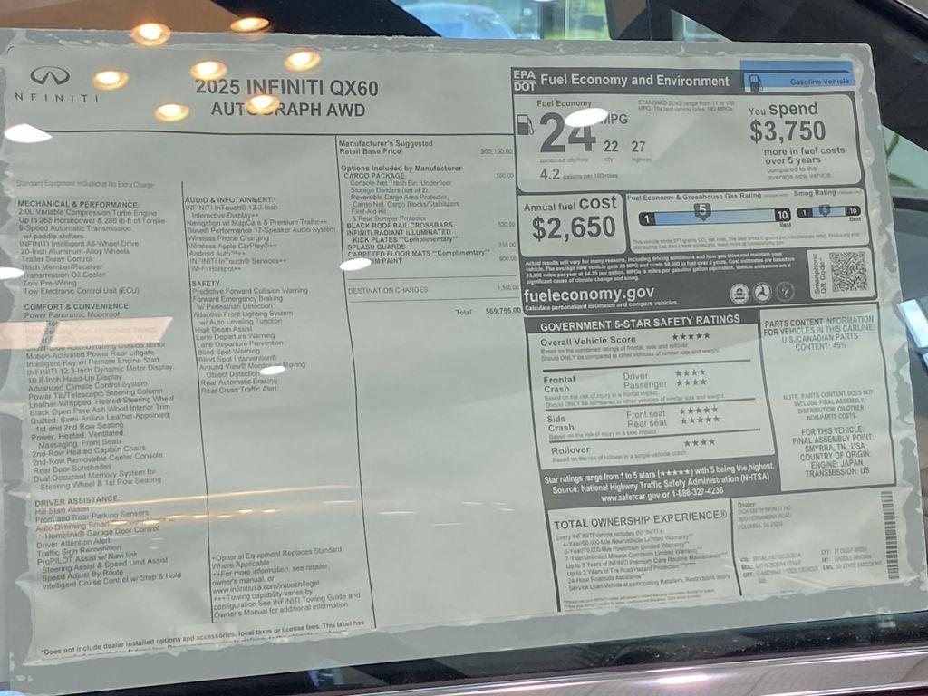 new 2025 INFINITI QX60 car, priced at $69,755