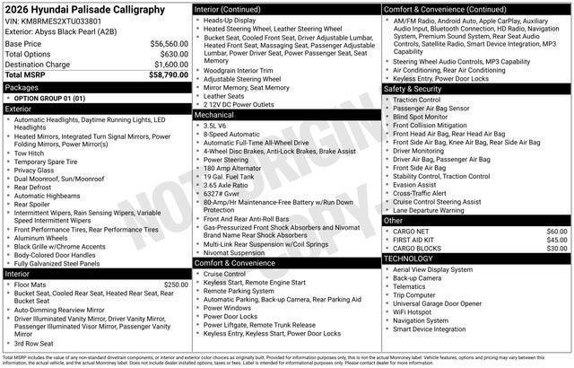 new 2026 Hyundai Palisade car, priced at $54,114