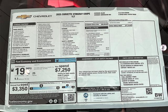 new 2025 Chevrolet Corvette car, priced at $71,735