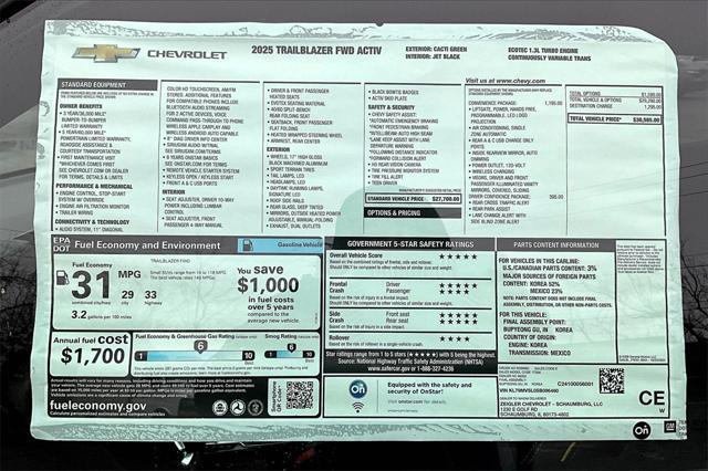 new 2025 Chevrolet TrailBlazer car, priced at $29,952