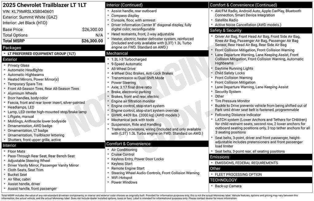 used 2025 Chevrolet TrailBlazer car, priced at $25,795