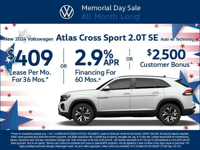 new 2024 Volkswagen Atlas Cross Sport car, priced at $49,295