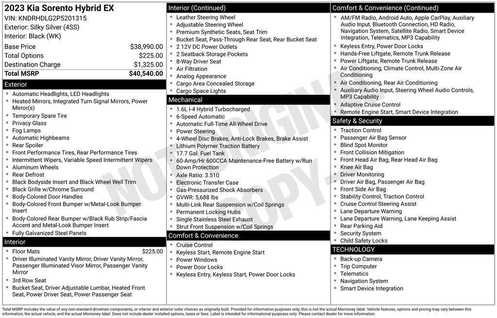 used 2023 Kia Sorento Hybrid car, priced at $34,792