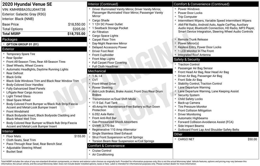 used 2020 Hyundai Venue car, priced at $17,379