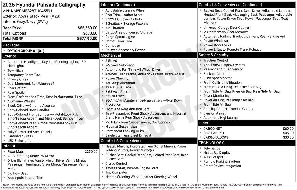new 2026 Hyundai Palisade car, priced at $53,337