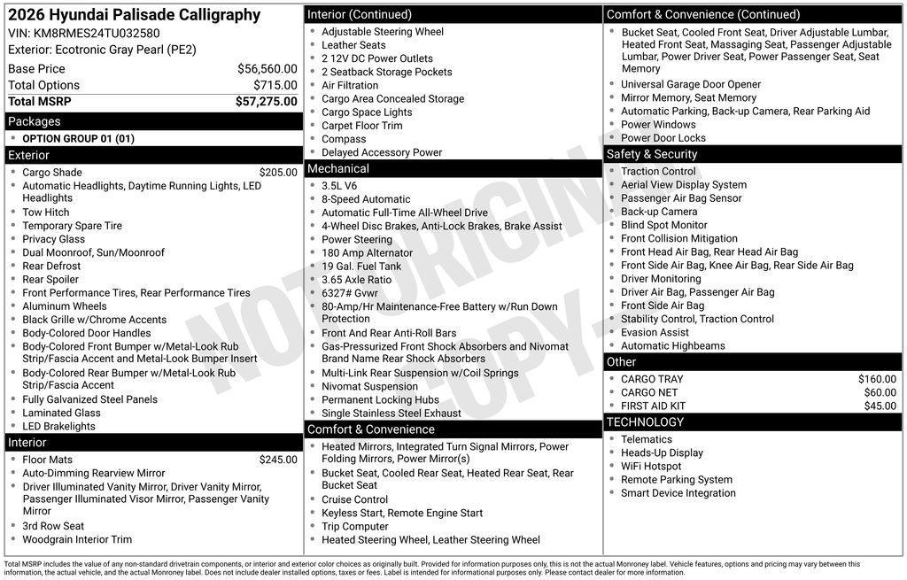 new 2026 Hyundai Palisade car, priced at $53,413