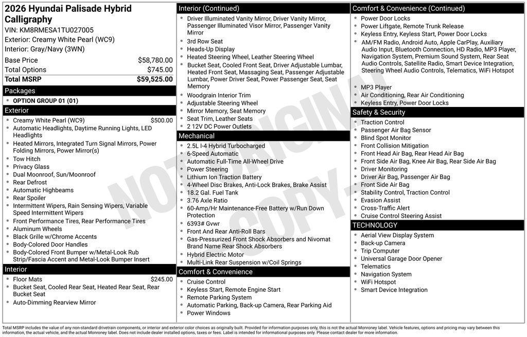 new 2026 Hyundai Palisade car, priced at $60,625