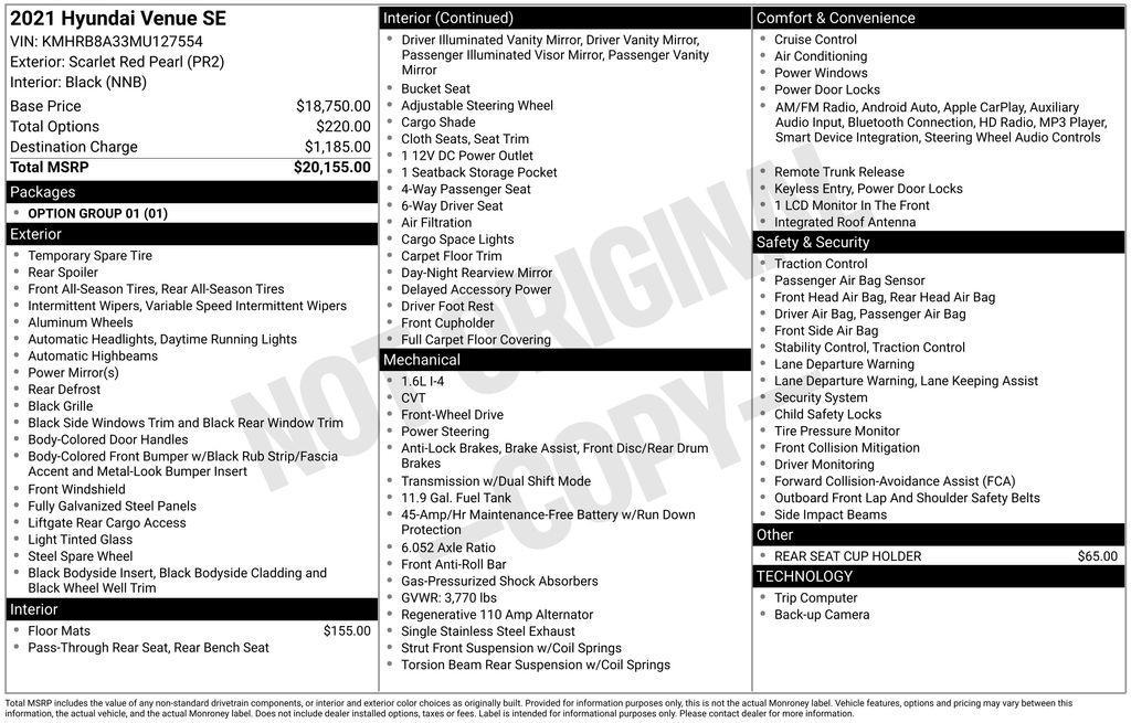 used 2021 Hyundai Venue car, priced at $13,563