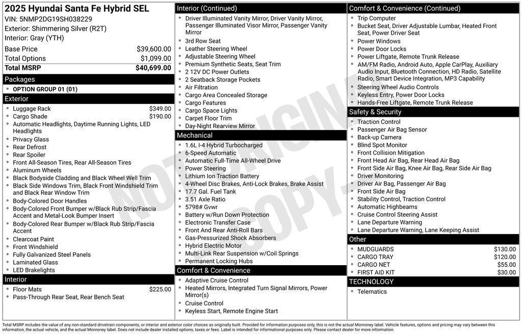 new 2025 Hyundai SANTA FE HEV car, priced at $38,819