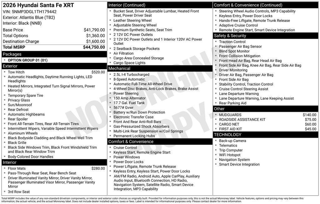 new 2026 Hyundai Santa Fe car, priced at $38,890