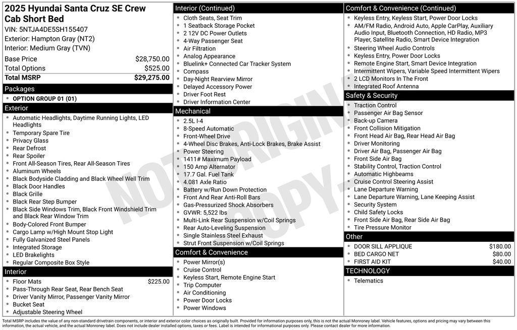 new 2025 Hyundai SANTA CRUZ car, priced at $28,192