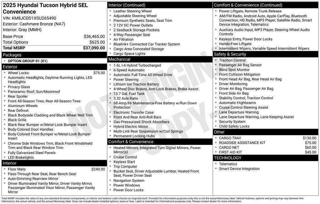used 2025 Hyundai TUCSON Hybrid car, priced at $32,233