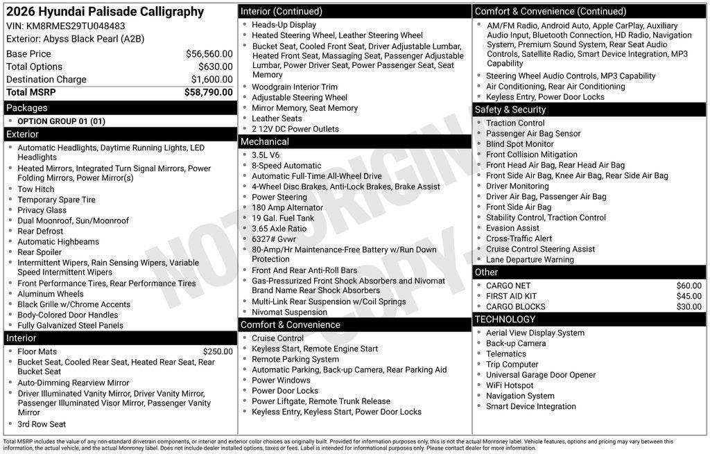 new 2026 Hyundai Palisade car, priced at $54,587