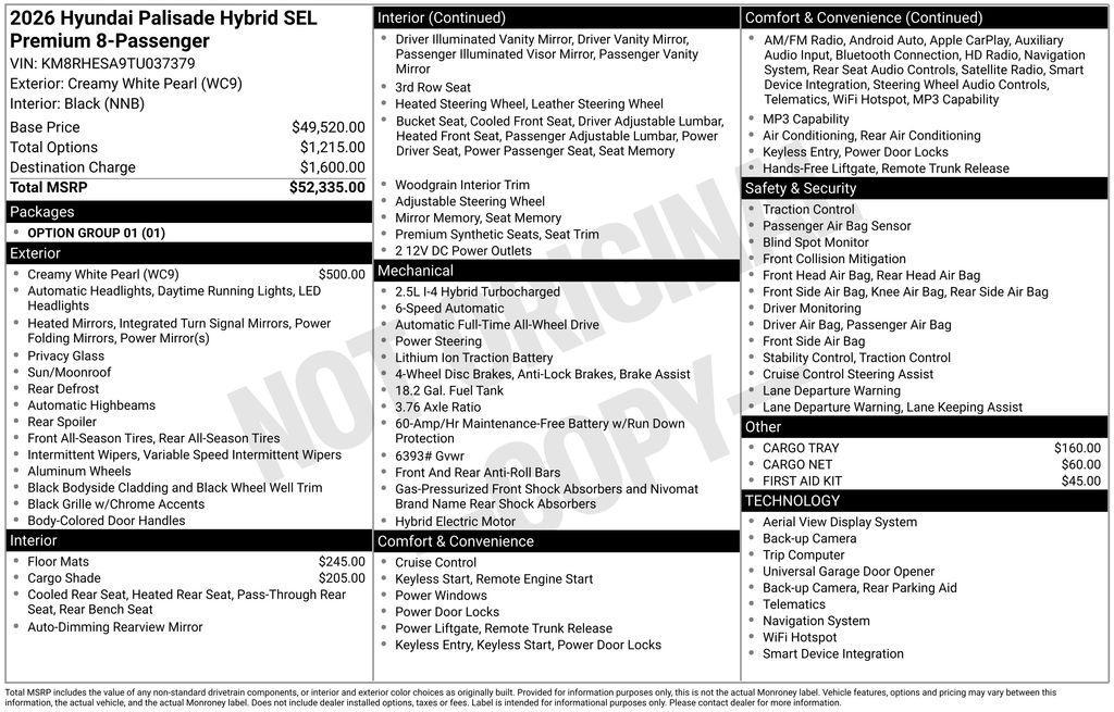 new 2026 Hyundai Palisade Hybrid car, priced at $51,335