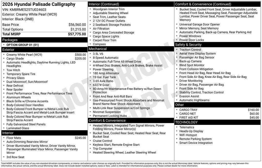 new 2026 Hyundai Palisade car, priced at $53,891