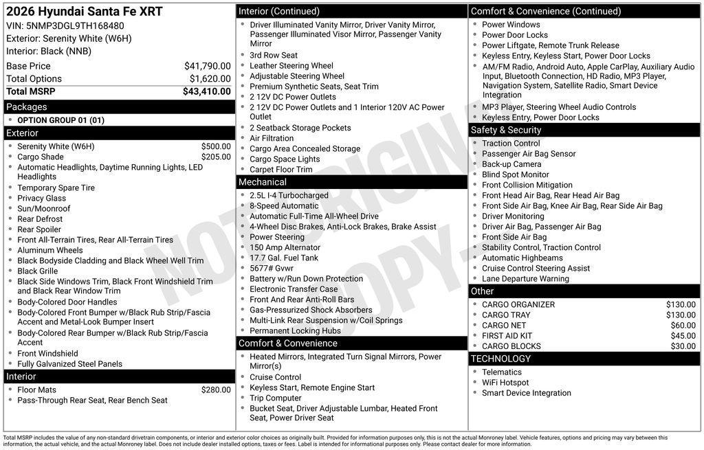 new 2026 Hyundai Santa Fe car, priced at $39,312