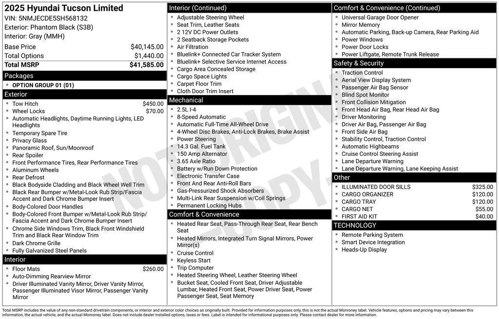new 2025 Hyundai Tucson car, priced at $41,285