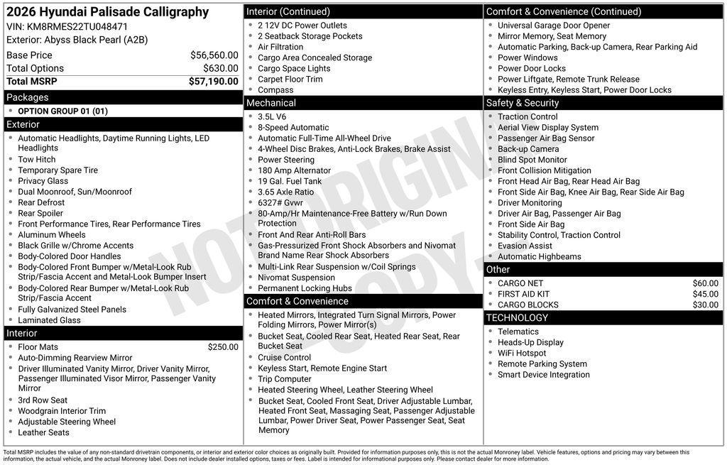 new 2026 Hyundai Palisade car, priced at $53,087