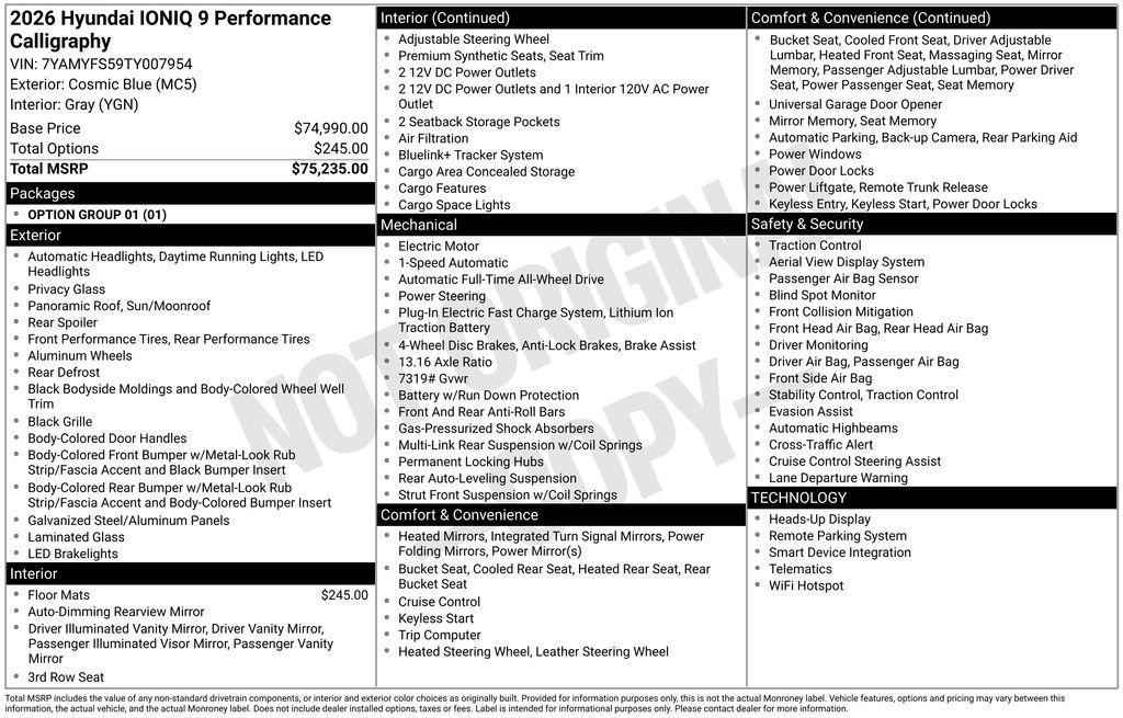 new 2026 Hyundai IONIQ 9 car, priced at $71,802