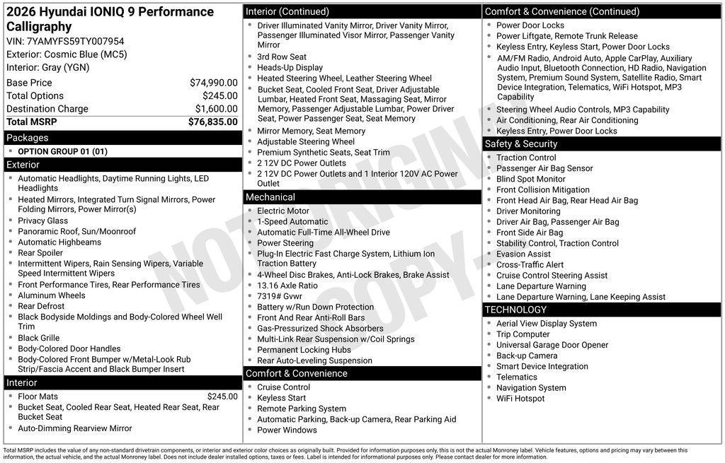 new 2026 Hyundai IONIQ 9 car, priced at $76,802