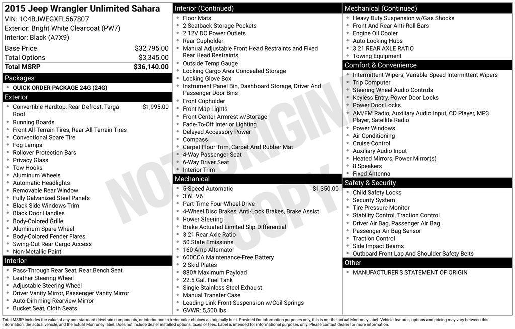 used 2015 Jeep Wrangler Unlimited car, priced at $20,317