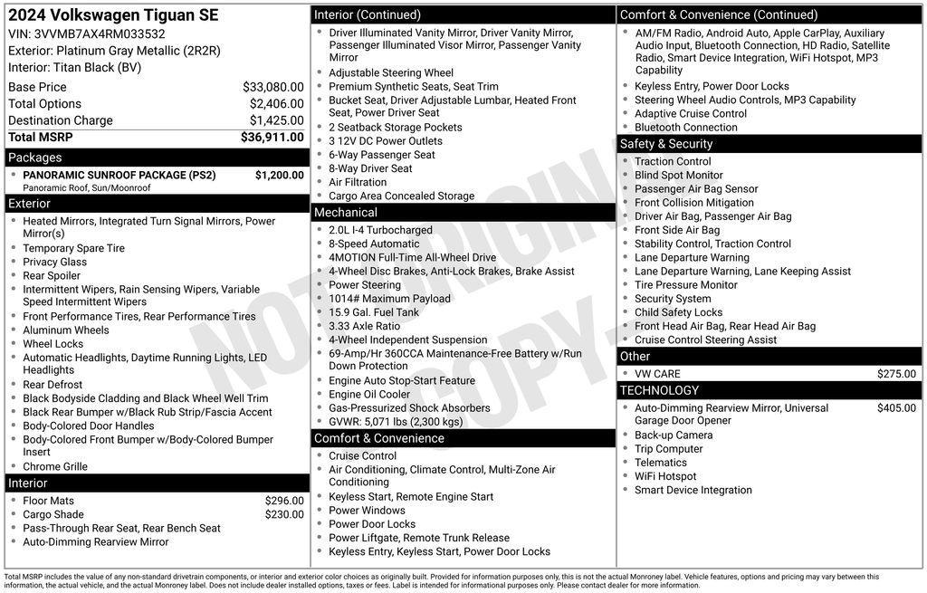 used 2024 Volkswagen Tiguan car, priced at $29,895