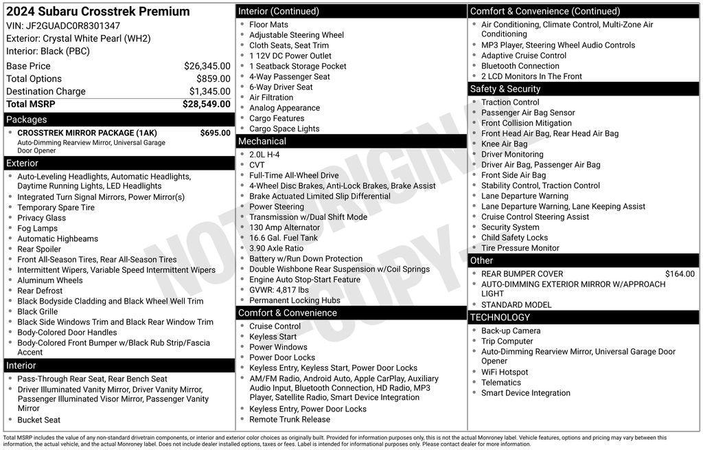 used 2024 Subaru Crosstrek car, priced at $27,989