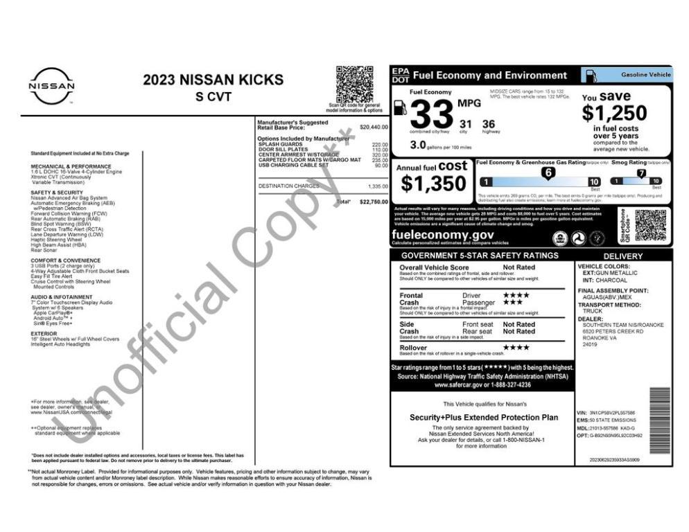 used 2023 Nissan Kicks car, priced at $16,364