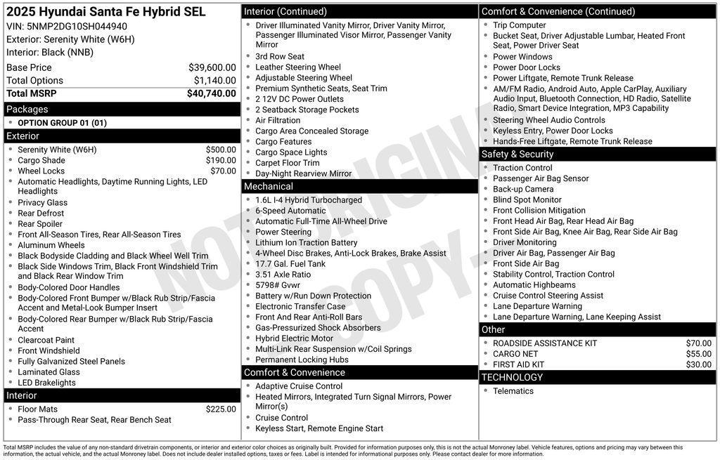 new 2025 Hyundai SANTA FE HEV car, priced at $39,024