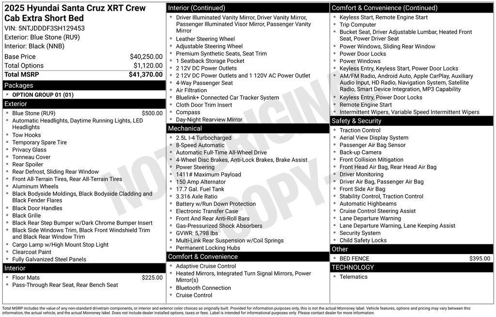 new 2025 Hyundai SANTA CRUZ car, priced at $39,285
