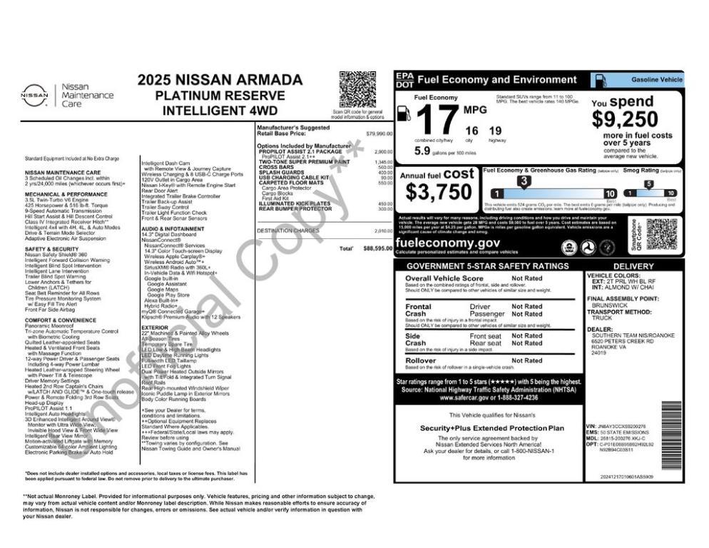 used 2025 Nissan Armada car, priced at $76,200