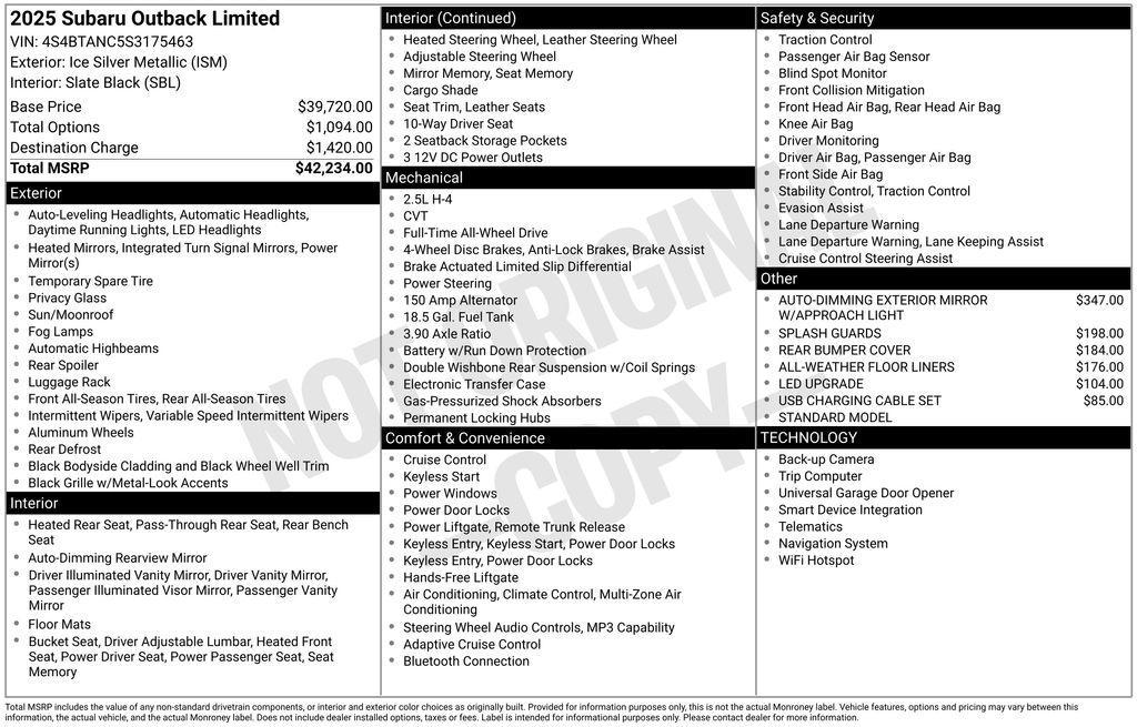 used 2025 Subaru Outback car, priced at $34,967