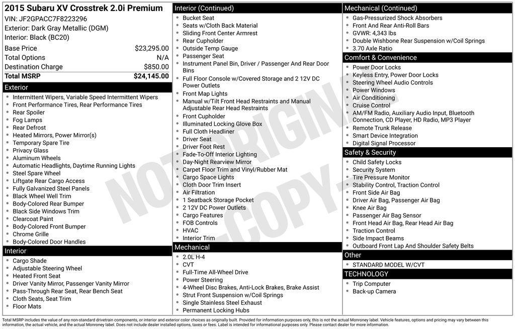 used 2015 Subaru XV Crosstrek car, priced at $13,950