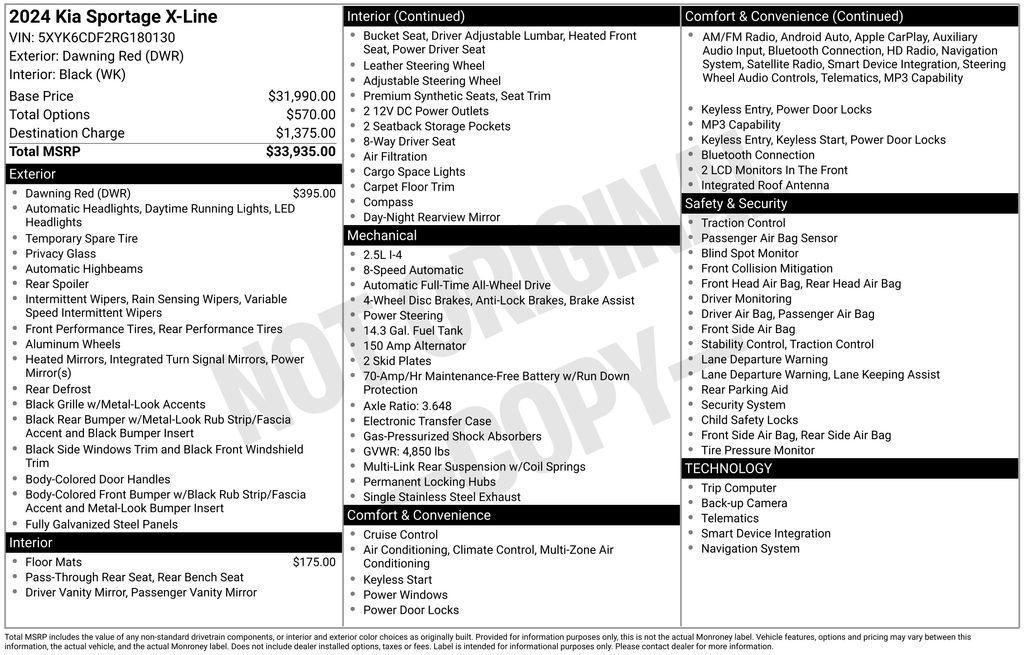 used 2024 Kia Sportage car, priced at $30,124