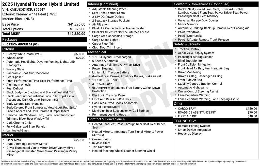new 2025 Hyundai TUCSON Hybrid car, priced at $42,520