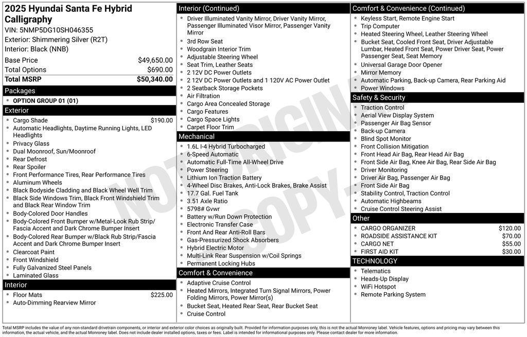 new 2025 Hyundai SANTA FE HEV car, priced at $48,304