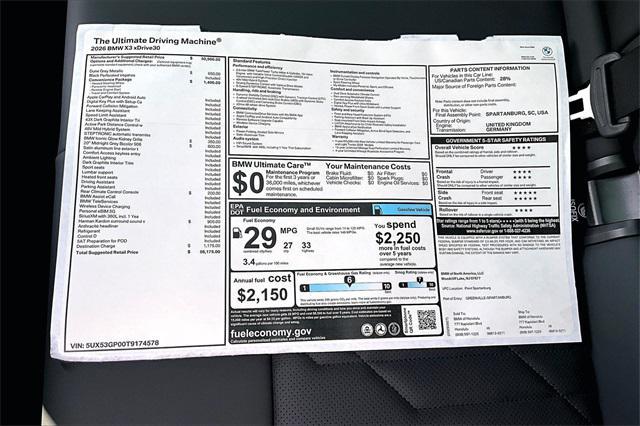 new 2026 BMW X3 car, priced at $56,175