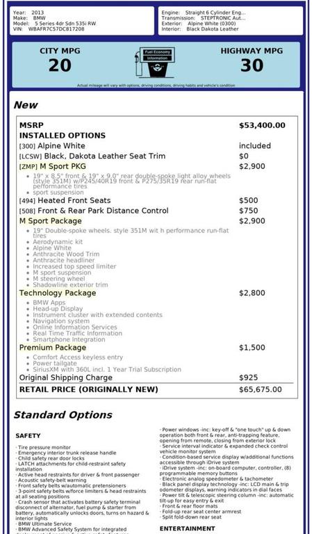 used 2013 BMW 535 car, priced at $14,500