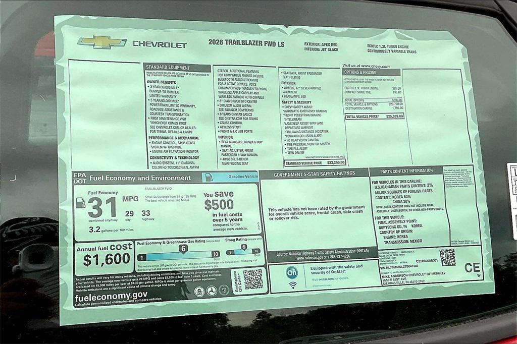 new 2026 Chevrolet TrailBlazer car, priced at $22,771