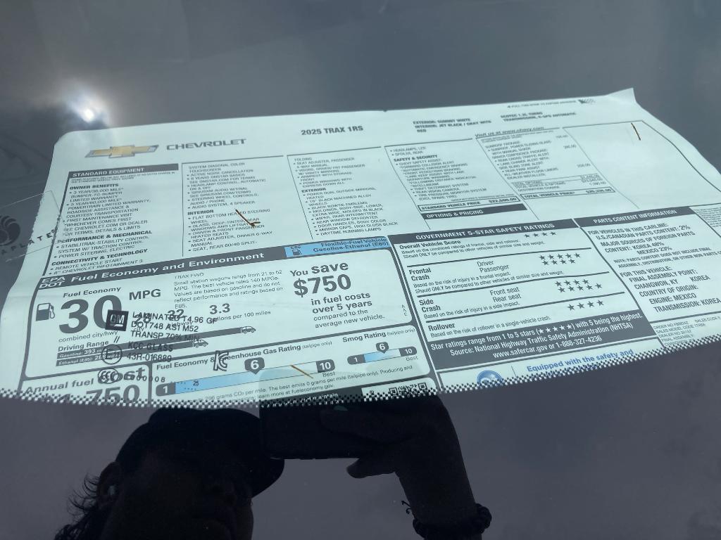 new 2025 Chevrolet Trax car, priced at $24,831