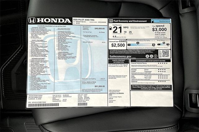 new 2025 Honda Pilot car, priced at $51,550