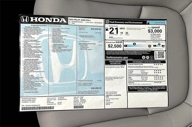 new 2025 Honda Pilot car, priced at $48,280