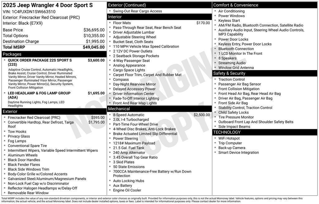 new 2025 Jeep Wrangler car, priced at $40,631