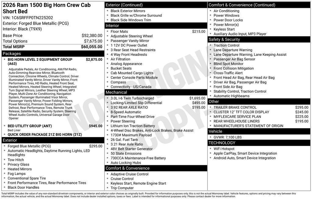 new 2026 Ram 1500 car, priced at $55,830
