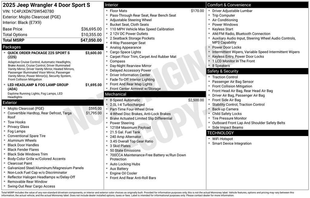 new 2025 Jeep Wrangler car, priced at $42,478