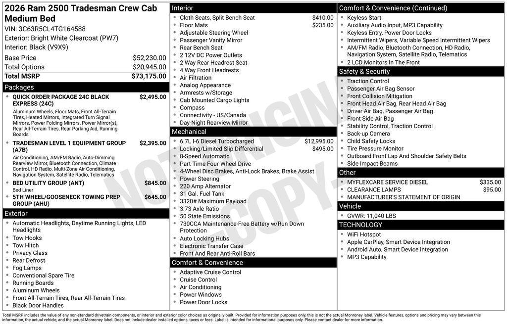 new 2026 Ram 2500 car, priced at $69,267